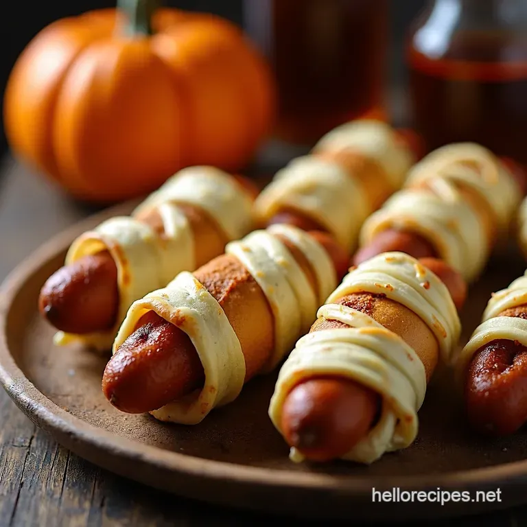 Vegan Mummy Dogs Spooky Plantbased Appetizers presentation