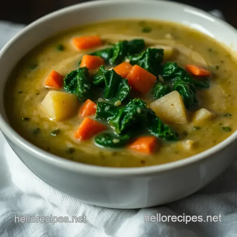 Velvety Kale Soup with Creamy Coconut Touch presentation