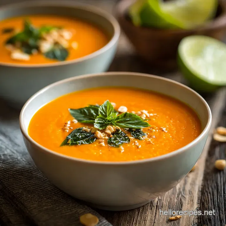 Sunshine in a Bowl Velvety Creamy Thai Carrot Soup with Sweet Basil