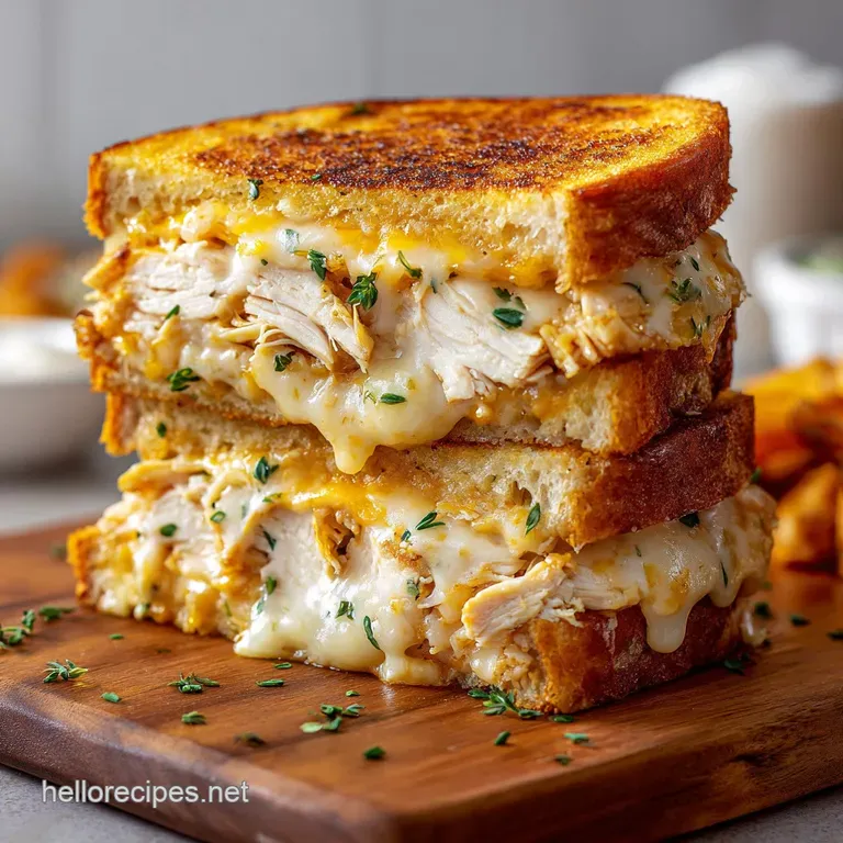 White BBQ Chicken Grilled Cheese: Sourdough Crust