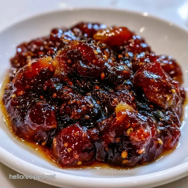 Glossy purple fruit jam spread on a toasted baguette slice next to a wedge of brie and a fresh halved fig.