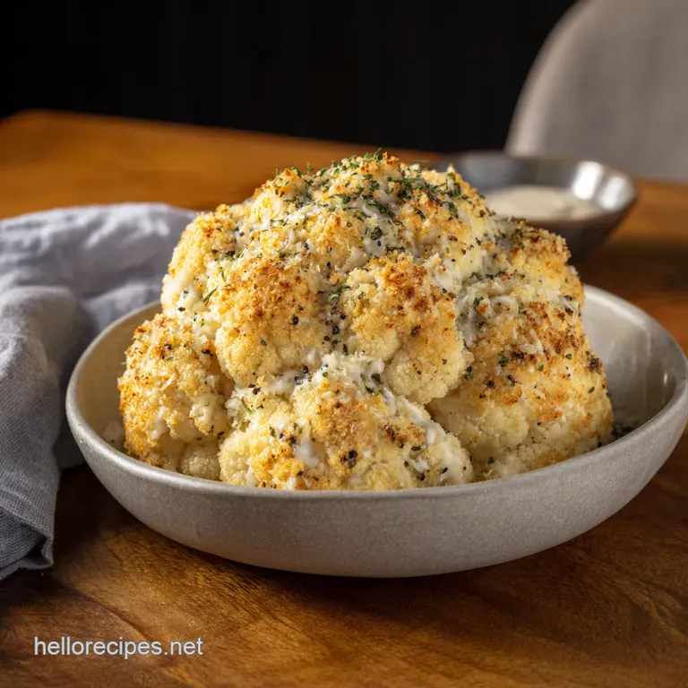 Whole Roasted Cauliflower with Parmesan Crust