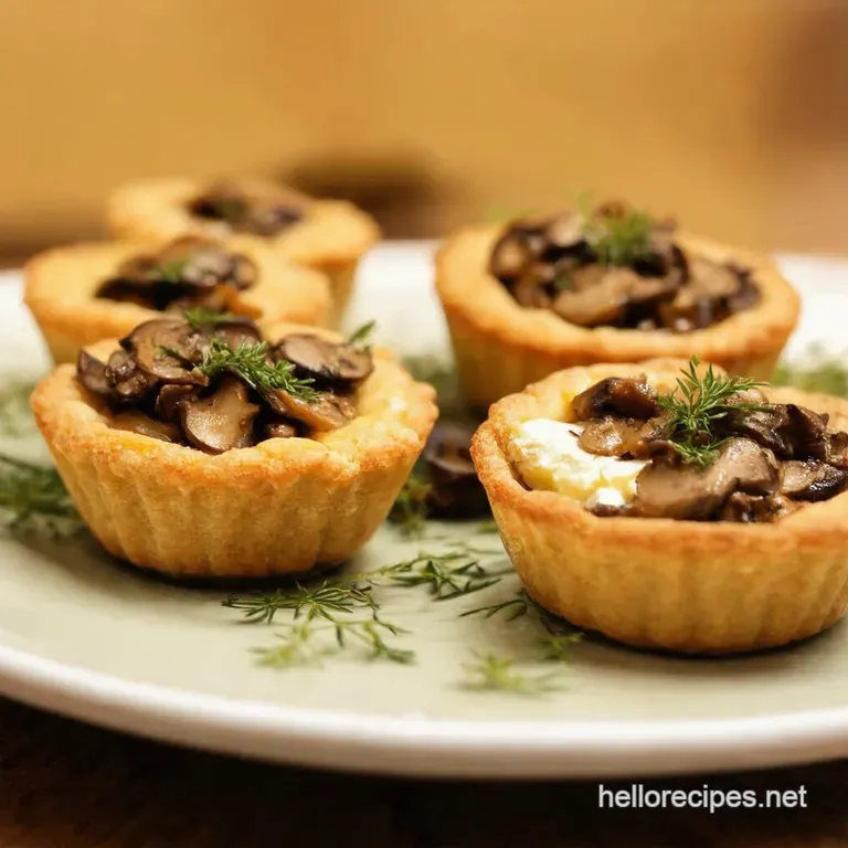 Wild Mushroom and Goat Cheese Tarts with Thyme presentation