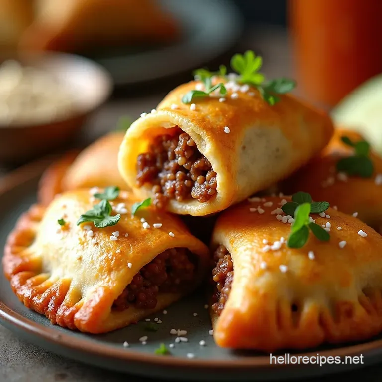 Zesty Crispy Beef Cheese Empanadas presentation