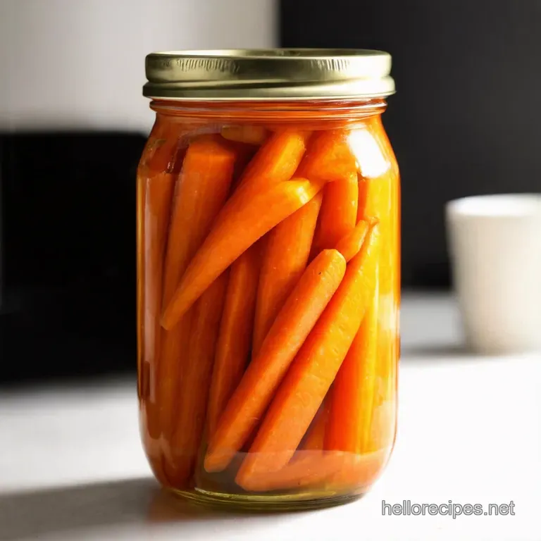 Zesty Crunchy Pickled Carrots a Jar of Sunshine presentation
