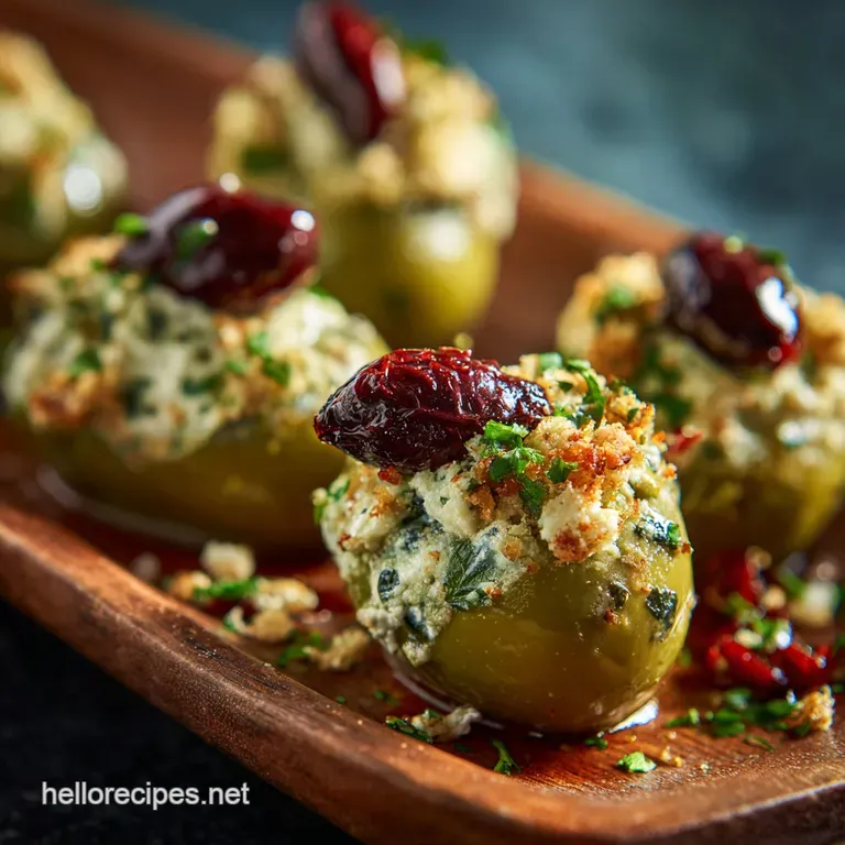 Stuffed Olives: the Zesty Feta and Sun-Dried Tomato Appetizer presentation