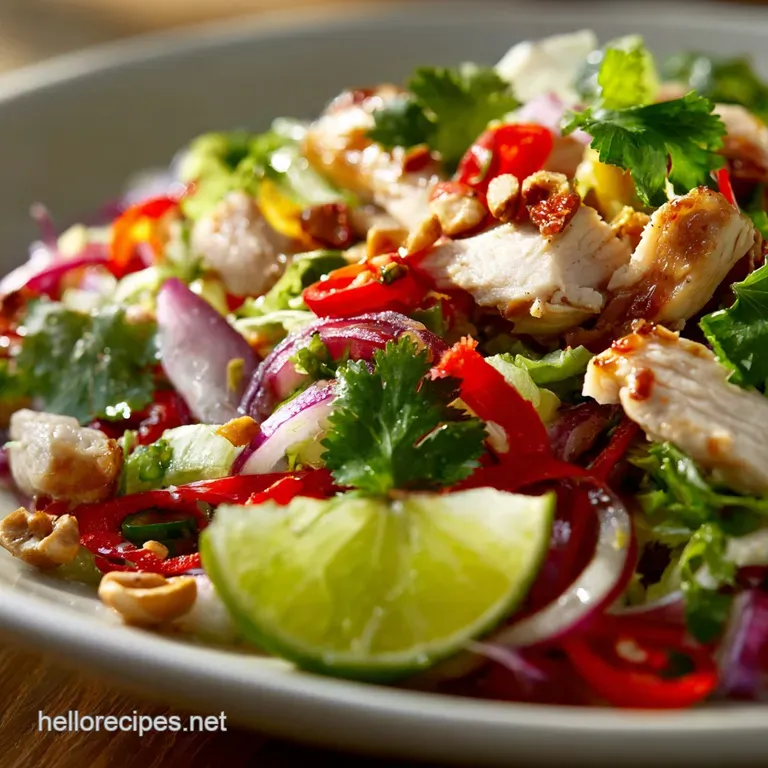 Thai Chicken Salad with Sticky Lime-Chilli Dressing and Peanut Crunch