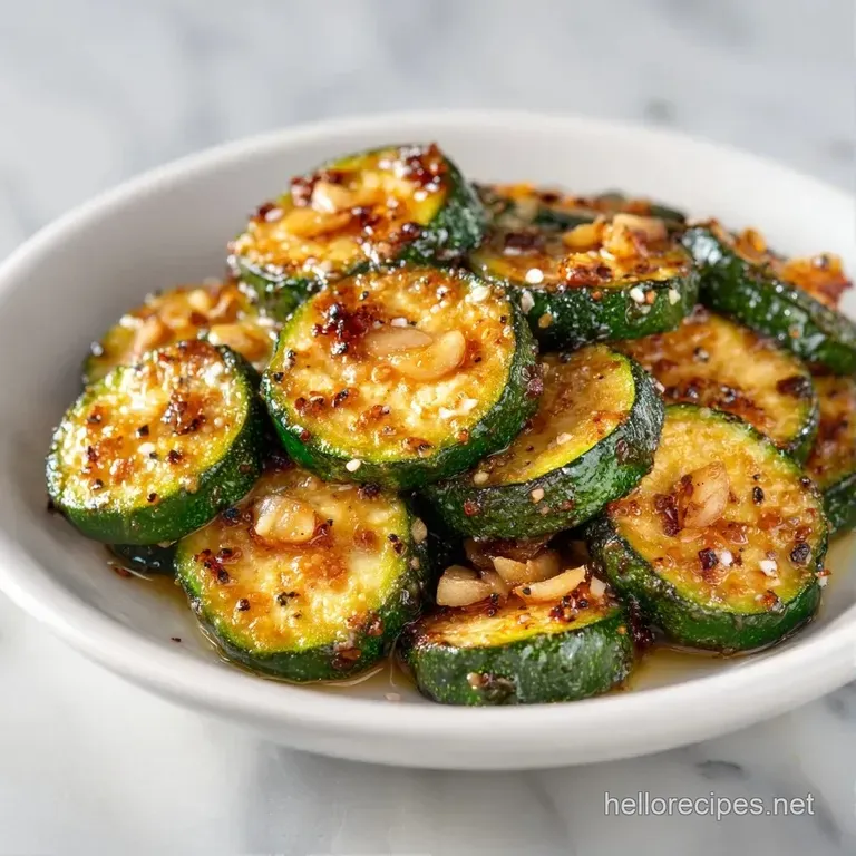 Vibrant green zucchini coins elegantly arranged on a slate platter, drizzled with golden oil and fresh herbs.